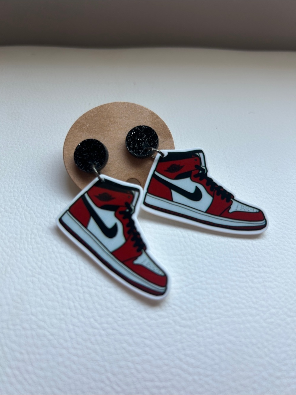 Red, White & Black Sneaker Earrings - Cute “Jordans” Design